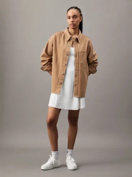 Džinsinė suknelė Calvin Klein Jeans balta