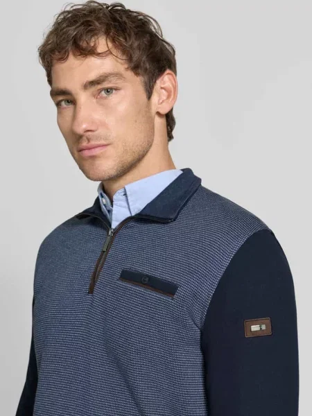 Bluza z detalami z logo Bugatti granatowa