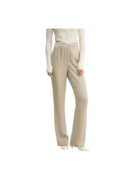 Nanushka spodnie LINETT proste high waist beżowy