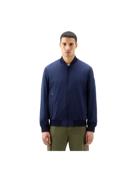 Kurtka bomber Woolrich ze stretchu niebieski
