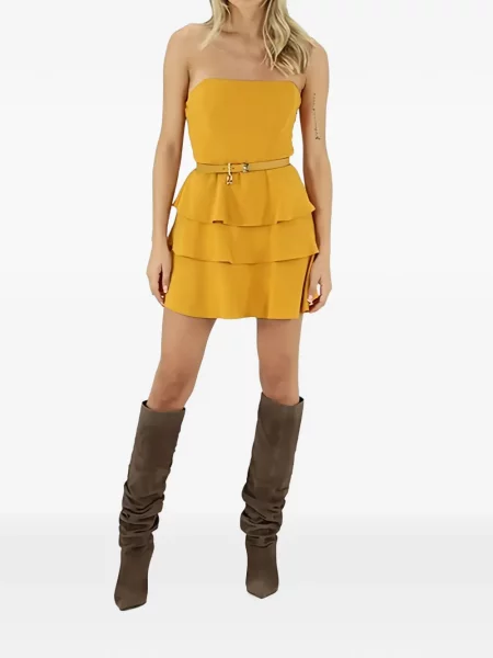 Cu centură rochie mini Elisabetta Franchi galben