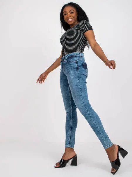 Pantaloni Fashionhunters albastru