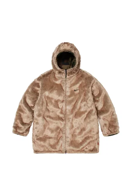 Reversibil geacă parka Supreme cu blană verde