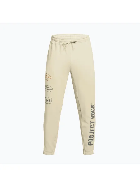 Мъжки панталони за тренировка Under Armour Project Rock Heavyweight Tools Of The Trade silt/clay green бежово