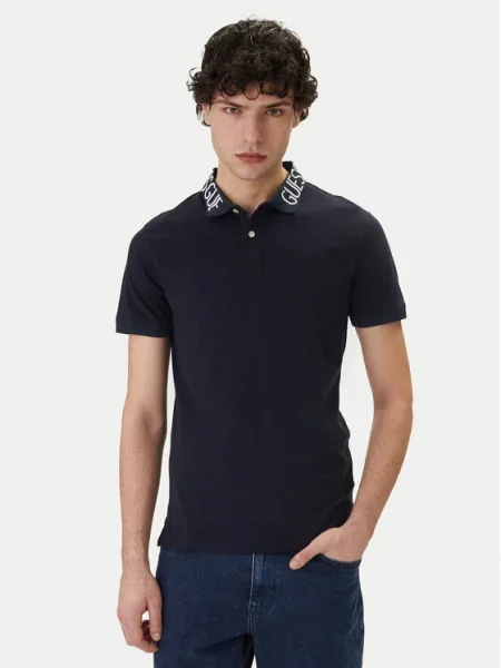 GUESS Tricou NOLAN bleumarin alb