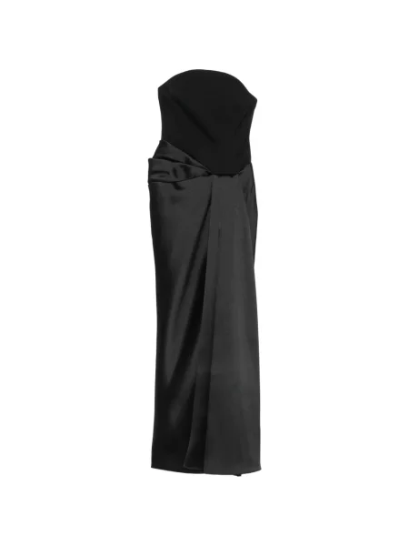 Rochie maxi Solace London drapată fără bretele negru
