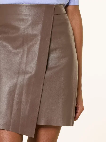 Riani Spódnica Skórzana W Stylu Kopertowym beige beżowa