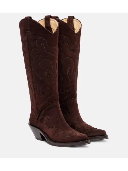 Botine Gabriela Hearst din piele de căprioară cowboy maro
