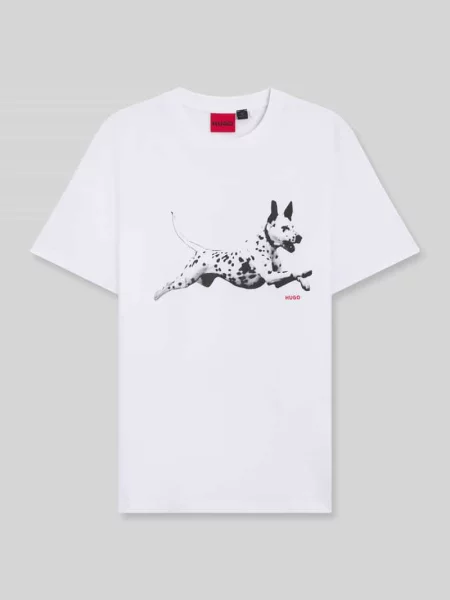 T-shirt o kroju regular fit z czystej bawełny Hugo biała