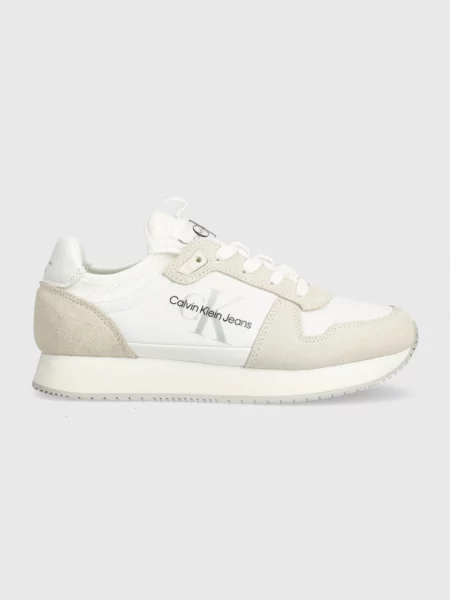 Маратонки Calvin Klein Jeans RUNNER SOCK LACEUP NY-LTH W LACE UP бяло