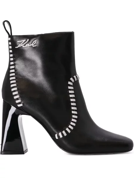 Botine Karl Lagerfeld din piele cu dungi negru