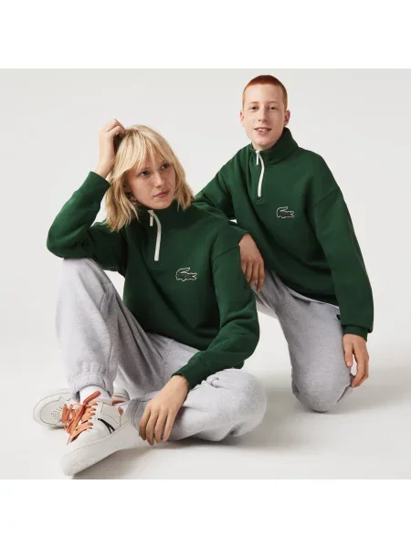 Lacoste Unisex Bluza Z Bawełny Organicznej Ze Stójką I Zamkiem Błyskawicznym zielona