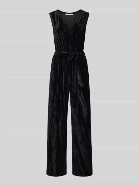 Kombinezon o kroju regular fit z aksamitu Tom Tailor Denim czarny