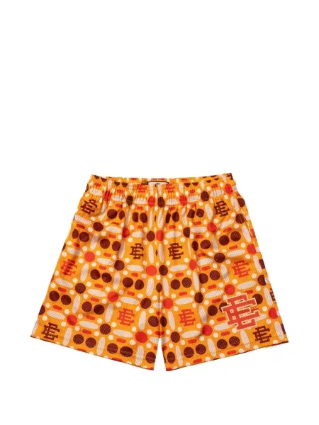 Pantaloni scurți Eric Emanuel cu imprimeu geometric portocaliu