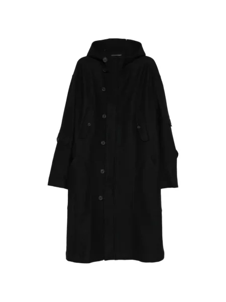 Palton Yohji Yamamoto cu glugă negru