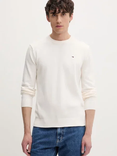 Tommy Jeans Pulover Essential Alb bej