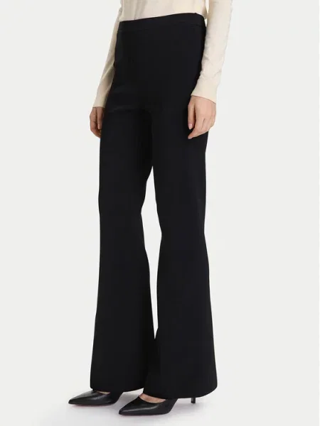 TWINSET Medžiaginės kelnės Flare Fit juoda