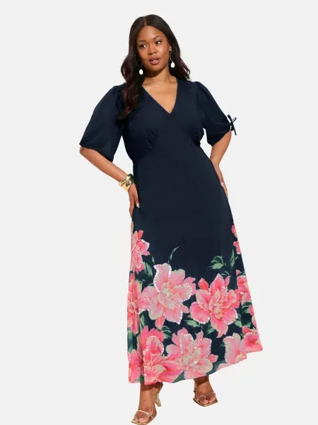 Friends Like These Rochie crem / bleumarin roz verde