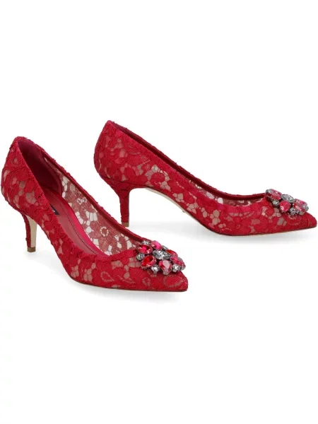 Czółenka Dolce And Gabbana koronkowa czerwona