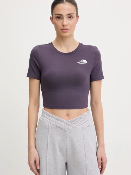 The North Face crop top z elastanom vijolična