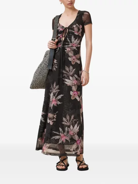 Rochie Allsaints cu model floral cu imagine de costum negru