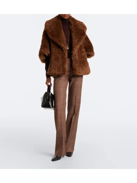 Geacă Max Mara din piele de oaie maro