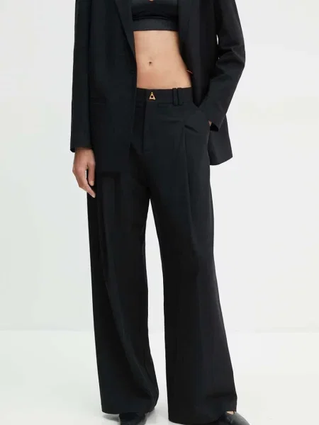AERON pantaloni femei lat high waist negru