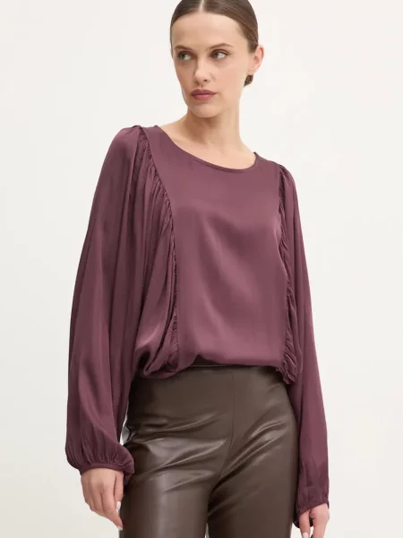 Блуза Answear Lab с изчистен дизайн бордо