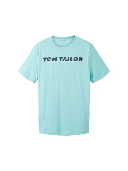 TOM TAILOR Tricou turcoaz / albastru noapte / alb
