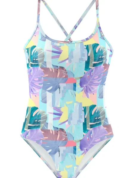 VENICE BEACH Jednodielne plavky neónovo / žltá / petrolejová / levanduľová modrá