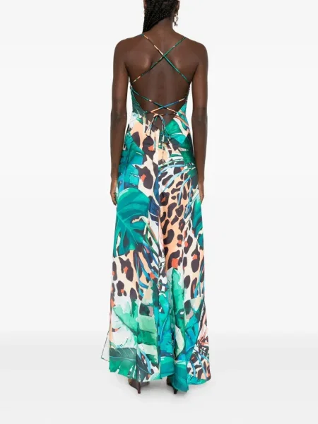 Rochie maxi Roserry cu imagine cu imprimeu tropical de costum verde