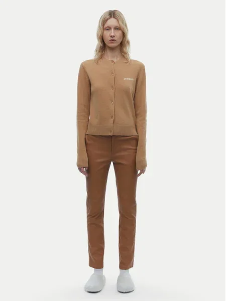 Жилетка с вълна Vinny TT Soft Wool Blen кафяво от лека материя бежово