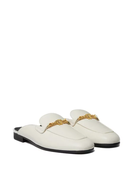 Papuci tip mules Versace din piele alb