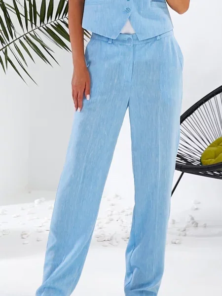 Лляні Штани повсякденні LadyLike блакитний