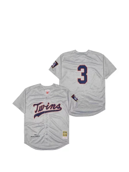 Cămașă Mitchell & Ness din jerseu cu aplicații gri