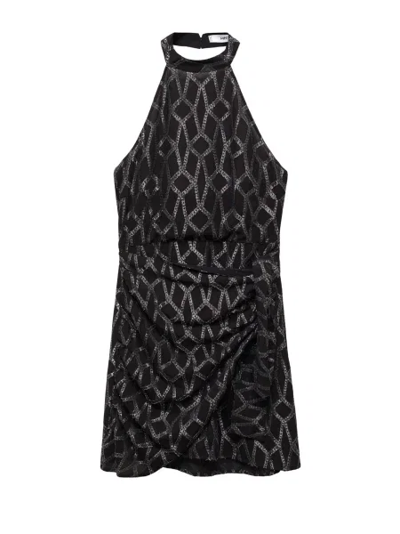 MANGO Rochie Night / argintiu negru