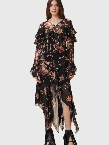 AllSaints rochie FRESCA maxi evazați negru