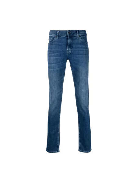 Skinny jeansy skinny 7 For All Mankind ze stretchu niebieskie