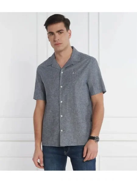 Tommy Jeans Cămașă | cu adaos de in gri