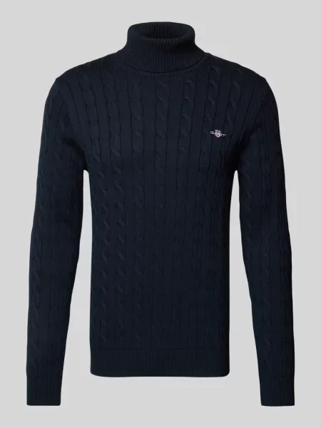 Sweter z wywijanym kołnierzem i wyhaftowanym logo Gant