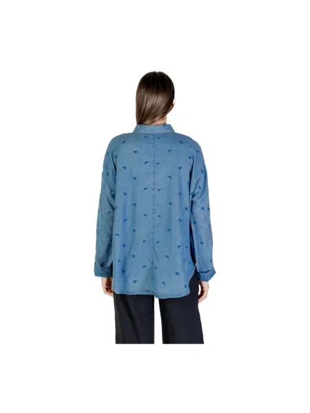 Haftowana koszula Only z długim rękawem niebieska