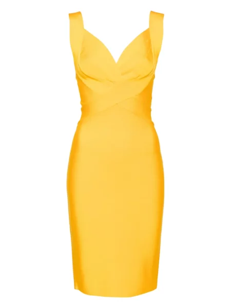Osłona sukienka ołówkowa Herve L. Leroux garniturowa żółta