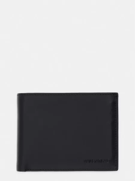 Portfel ze skóry bydlęcej nappa z przegródką na monety Valentino Bags czarny