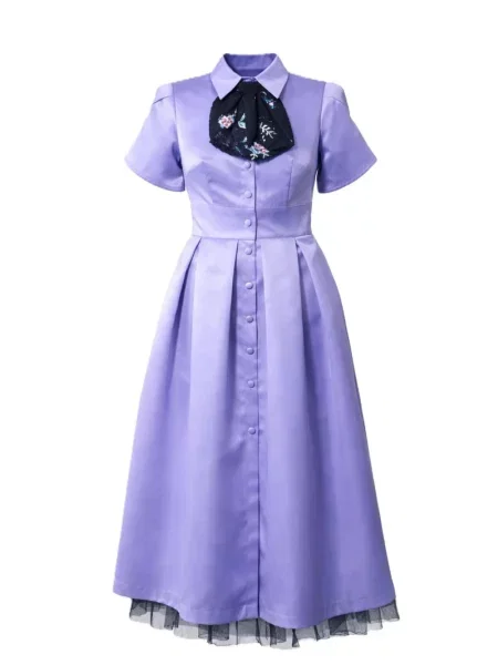 BIBI SAKALIEVA Ruha Open back satin midi elegant dress levendula