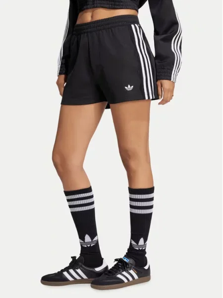 Кружевные спортивные шорты Adidas в полоску черные