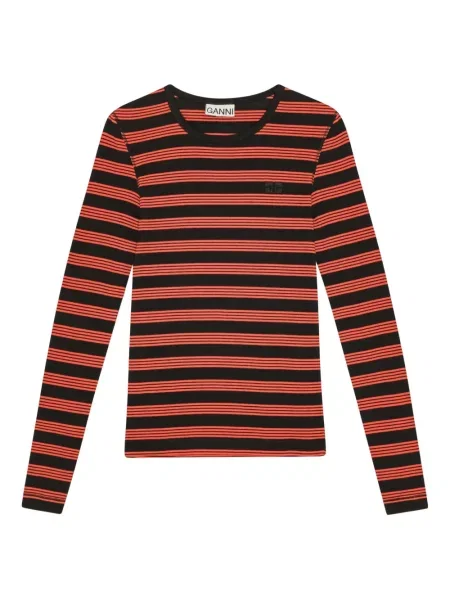 Tricou Ganni cu dungi portocaliu