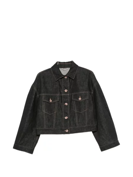 Decupat geacă de blugi Brunello Cucinelli negru