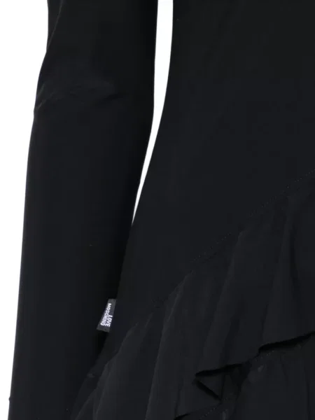 Top Love Moschino cu volane cu un umăr gol negru