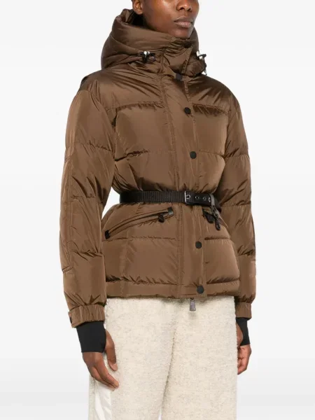 Cu centură geacă Moncler Grenoble cu glugă maro