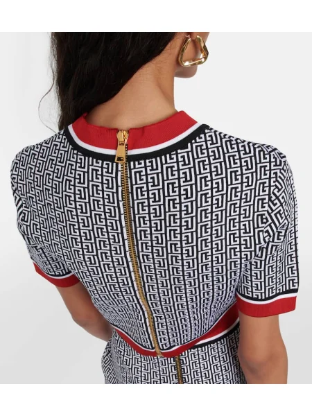 Pleteni top Balmain ošišan crna
